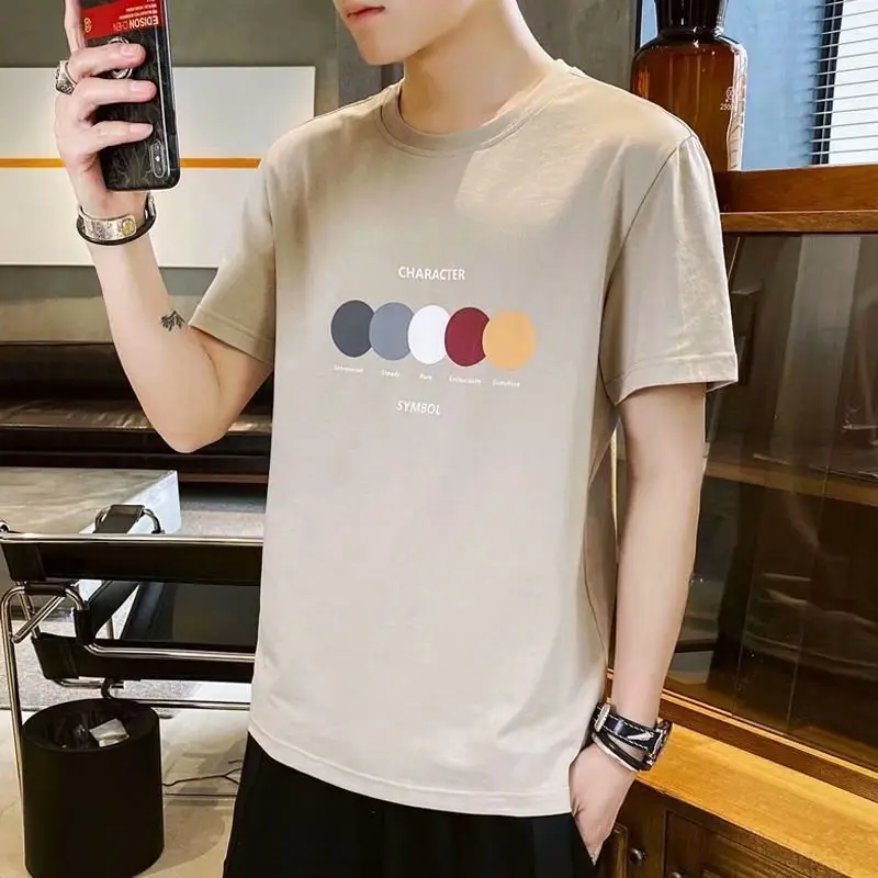 Men White Moon Print T-Shirt Half Sleeve Summer Wear