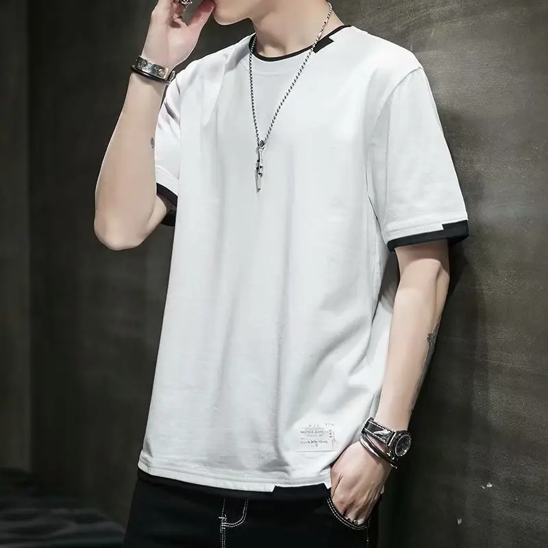 Men White Moon Print T-Shirt Half Sleeve Summer Wear