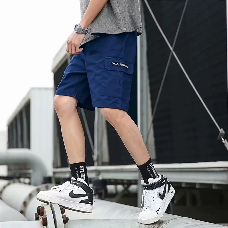 Men Blue Casual Shorts Summer Loose Fit Sports Pants - Image 9