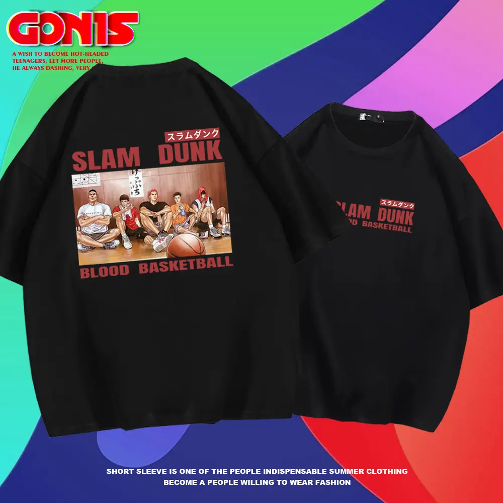 Slam Dunk T-Shirt Male Summer Blood Basketball Graphic