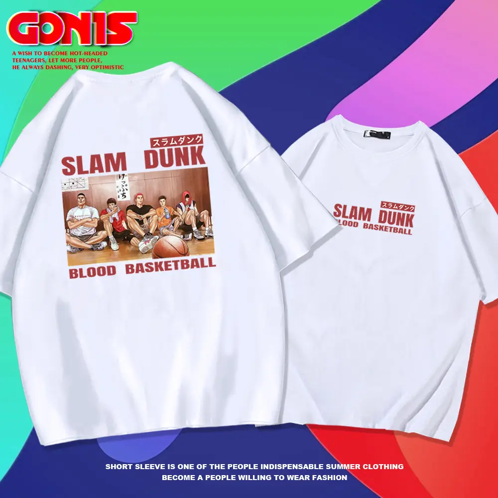 Slam Dunk T-Shirt Male Summer Blood Basketball Graphic