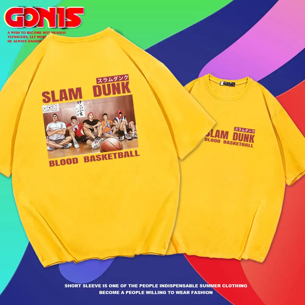 Slam Dunk T-Shirt Male Summer Blood Basketball Graphic