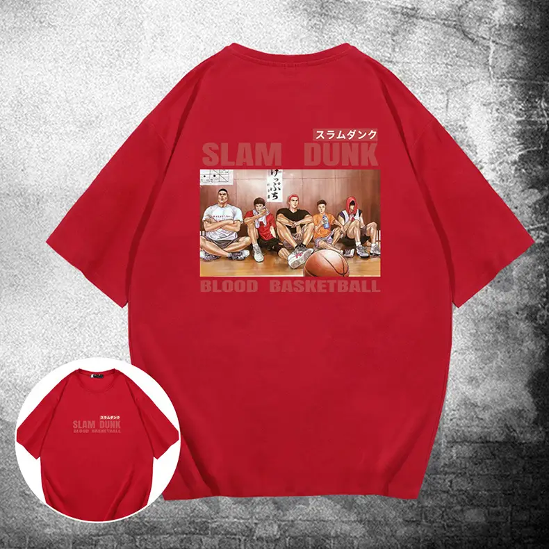 Slam Dunk T-Shirt Male Summer Blood Basketball Graphic