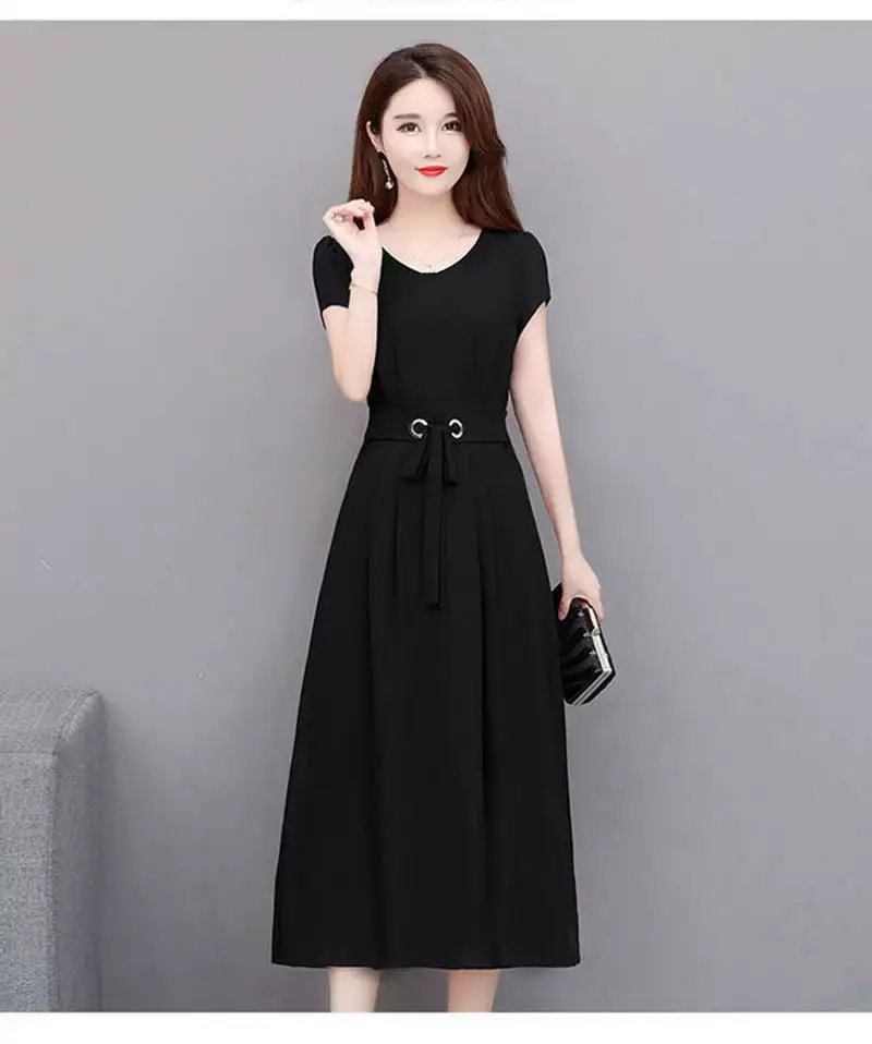Women's Maroon Belted Mid-Length Dress — feature 5