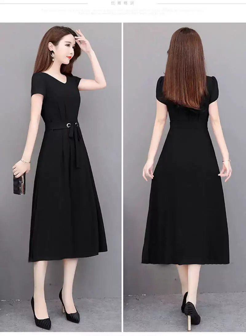 Women's Maroon Belted Mid-Length Dress — feature 6
