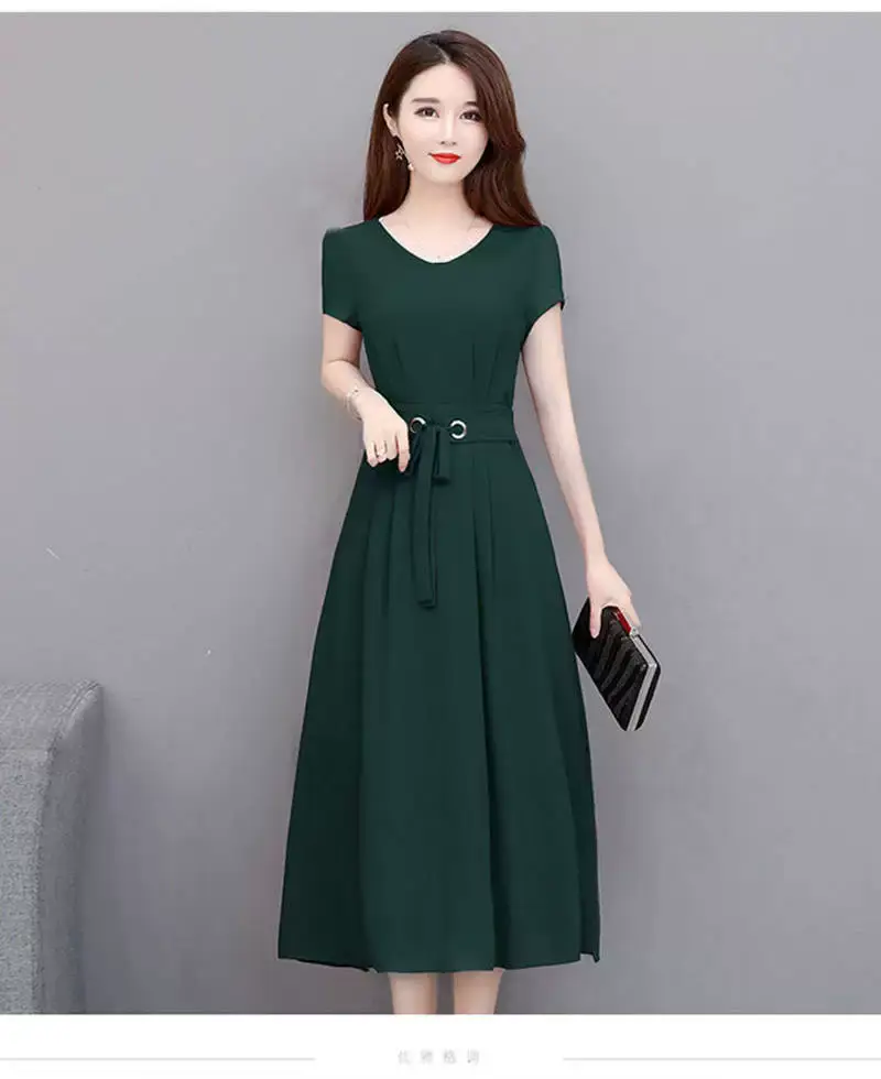 Women's Maroon Belted Mid-Length Dress — feature 7