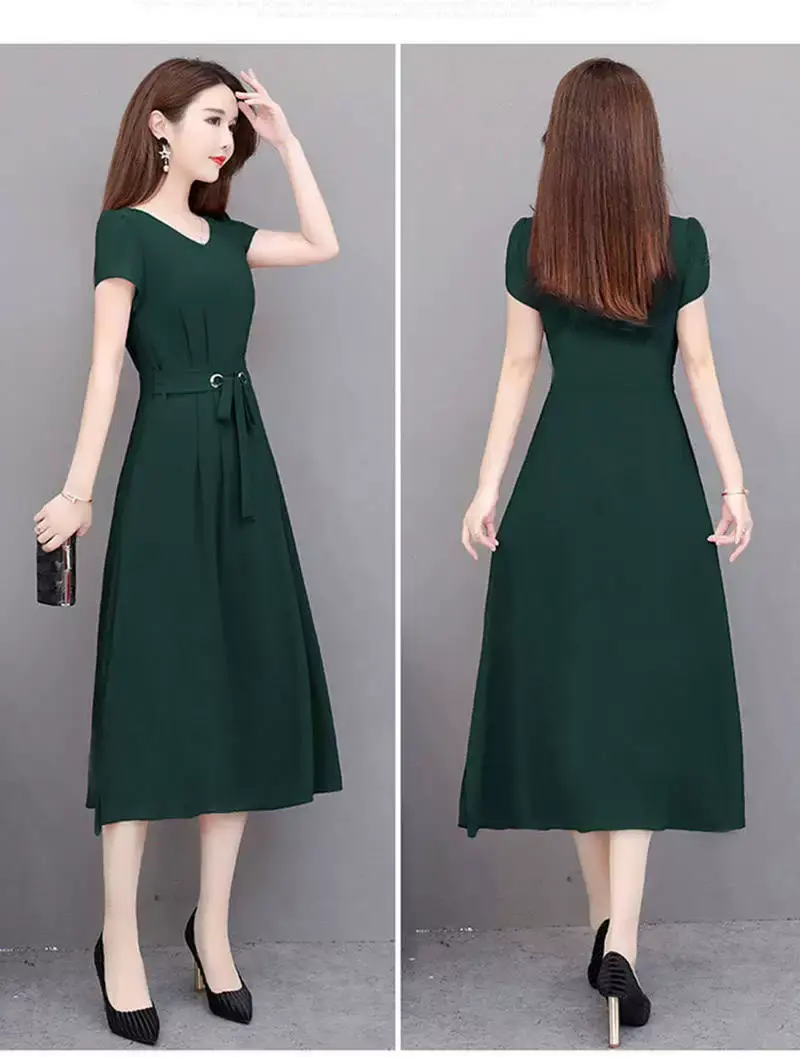 Women's Maroon Belted Mid-Length Dress — feature 8