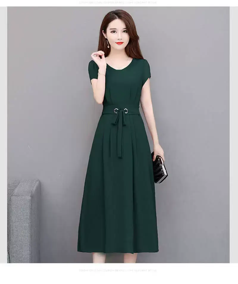 Women's Maroon Belted Mid-Length Dress — feature 9