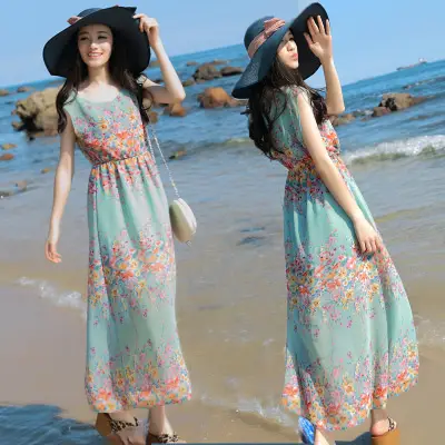 Floral Chiffon Long Dress for Women Beach Wear - Image 21