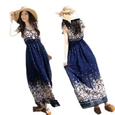 Floral Chiffon Long Dress for Women Beach Wear - Image 22