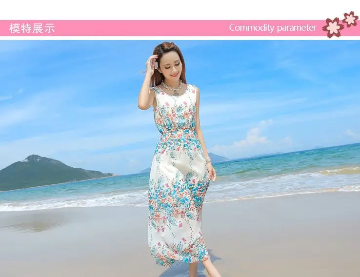 Floral Chiffon Long Dress for Women Beach Wear — feature 1