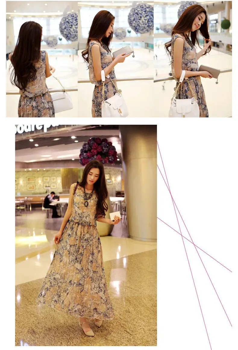 Floral Chiffon Long Dress for Women Beach Wear — feature 10