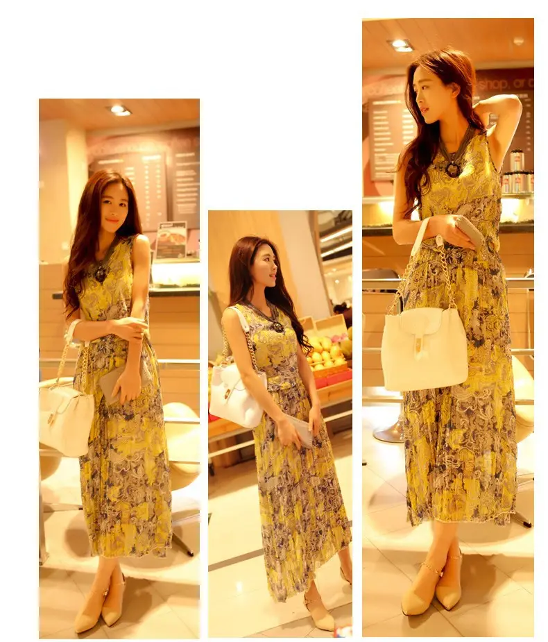 Floral Chiffon Long Dress for Women Beach Wear — feature 11