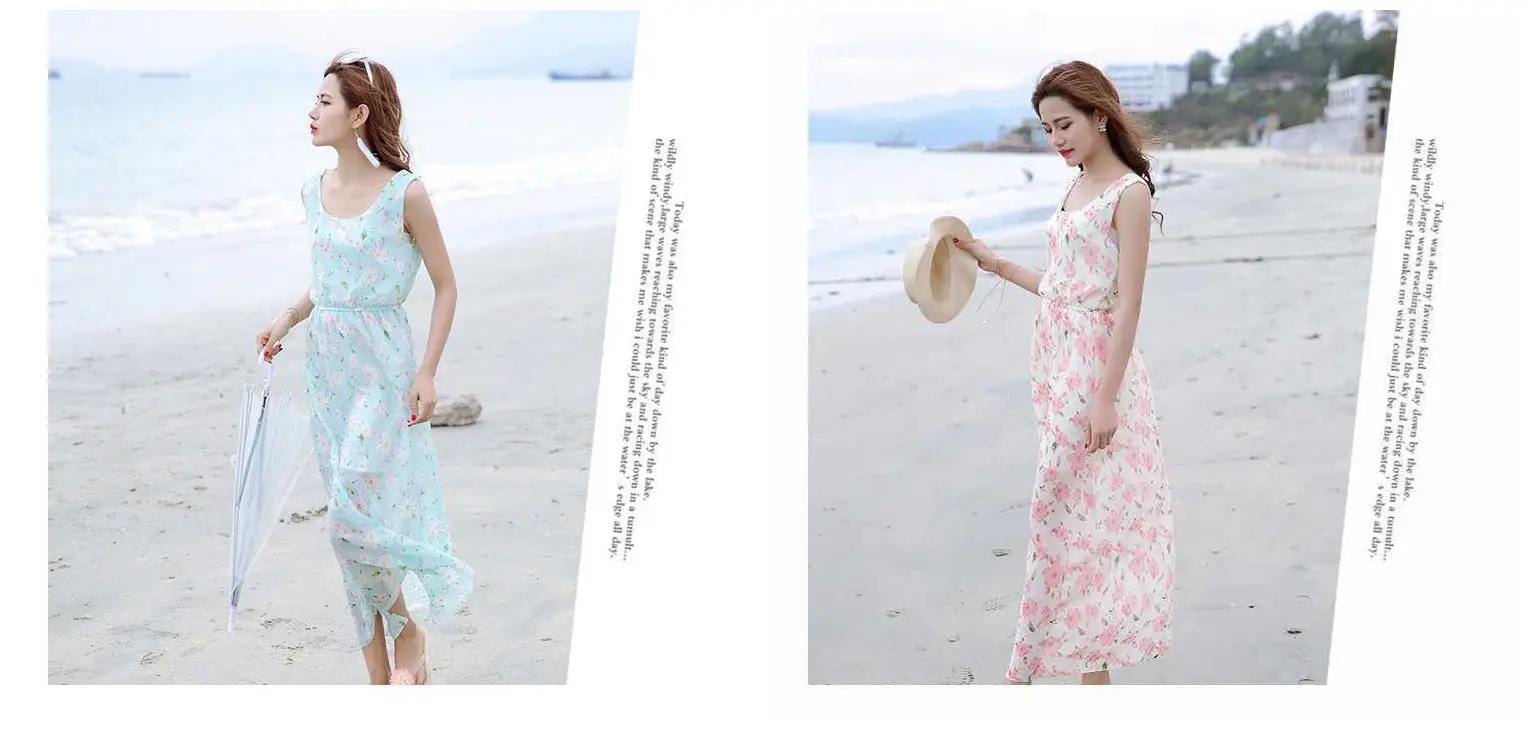 Floral Chiffon Long Dress for Women Beach Wear — feature 12