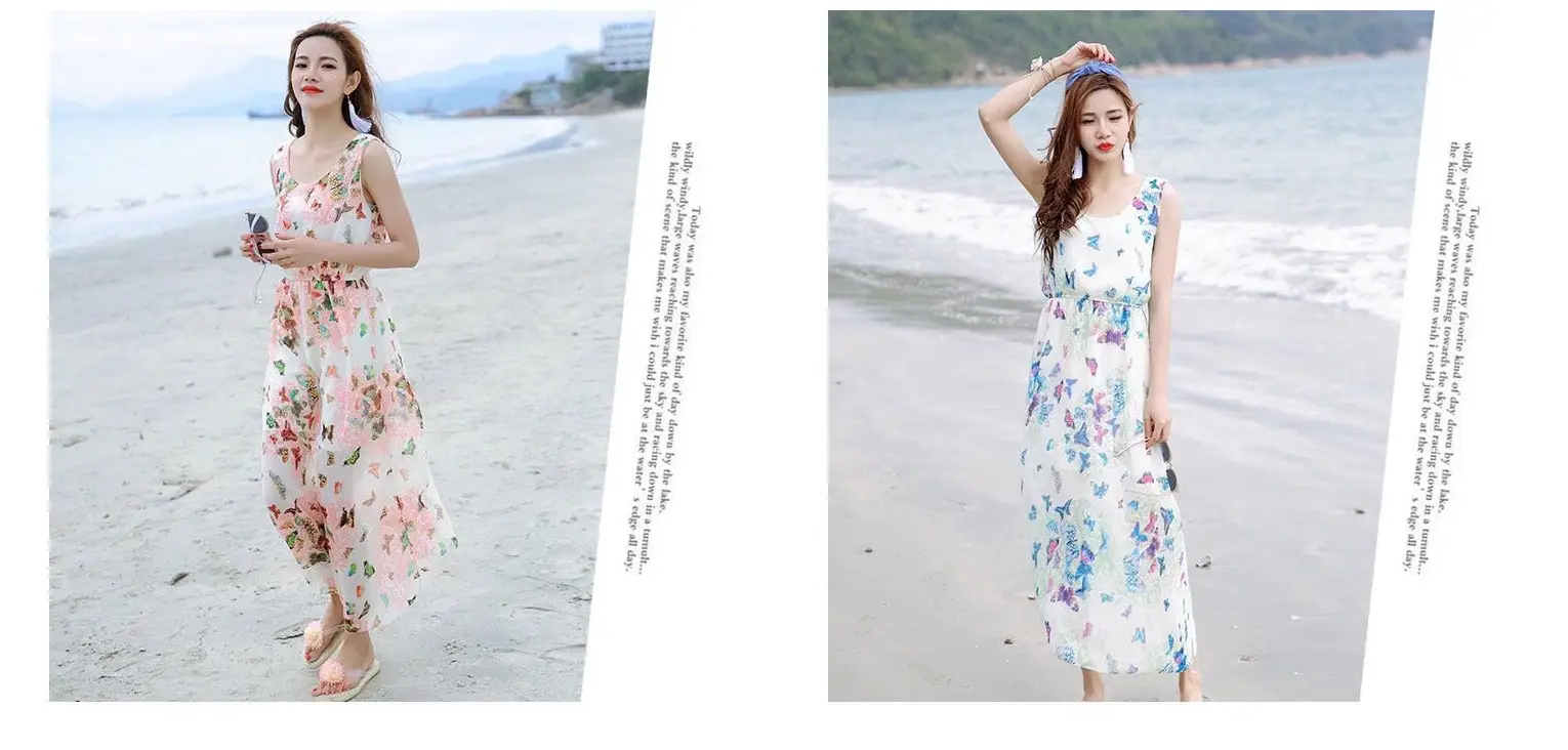 Floral Chiffon Long Dress for Women Beach Wear — feature 13
