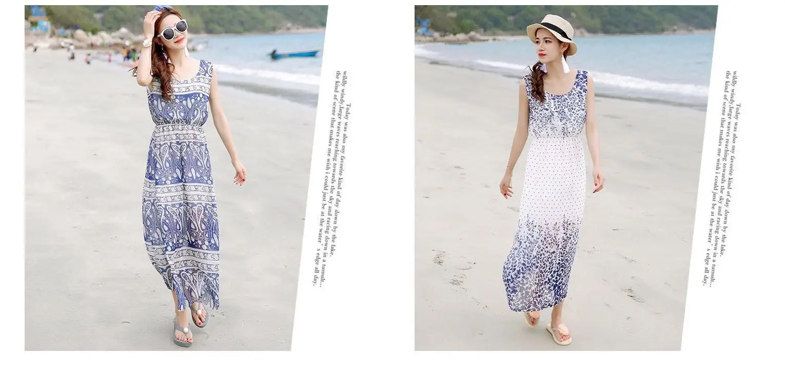 Floral Chiffon Long Dress for Women Beach Wear — feature 14