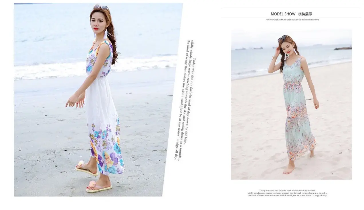 Floral Chiffon Long Dress for Women Beach Wear — feature 15