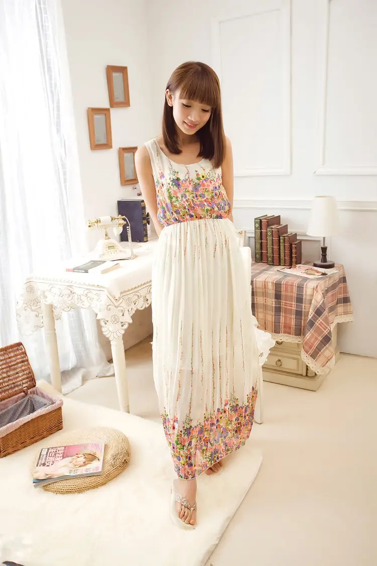 Floral Chiffon Long Dress for Women Beach Wear — feature 17