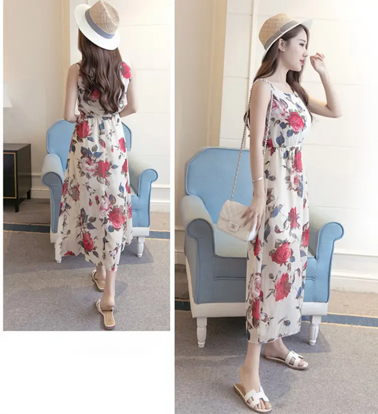 Floral Chiffon Long Dress for Women Beach Wear — feature 2