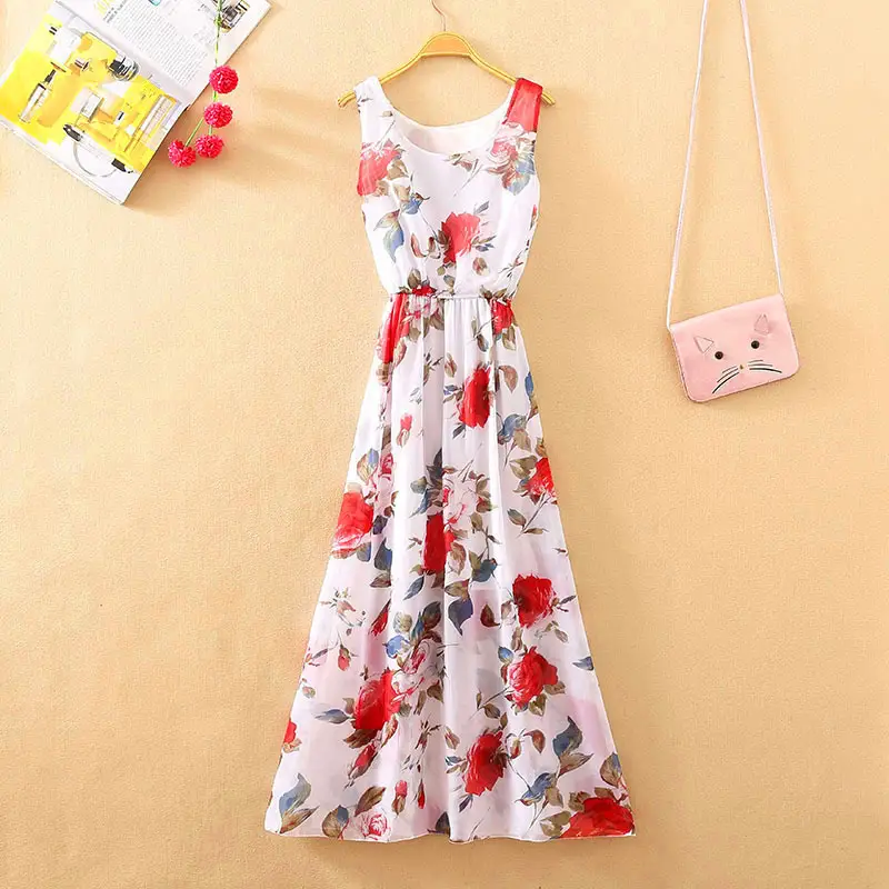 Floral Chiffon Long Dress for Women Beach Wear — feature 22