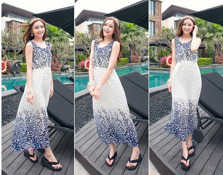 Floral Chiffon Long Dress for Women Beach Wear — feature 3