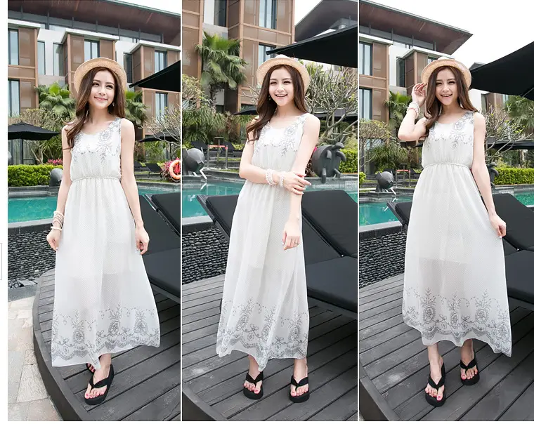Floral Chiffon Long Dress for Women Beach Wear — feature 6
