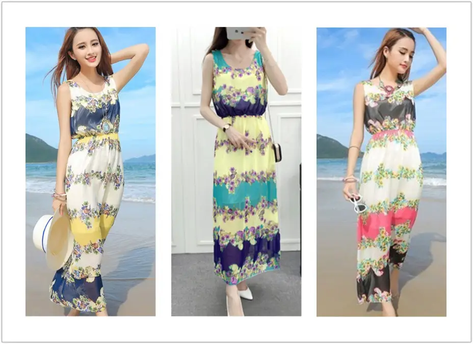 Floral Chiffon Long Dress for Women Beach Wear — feature 8