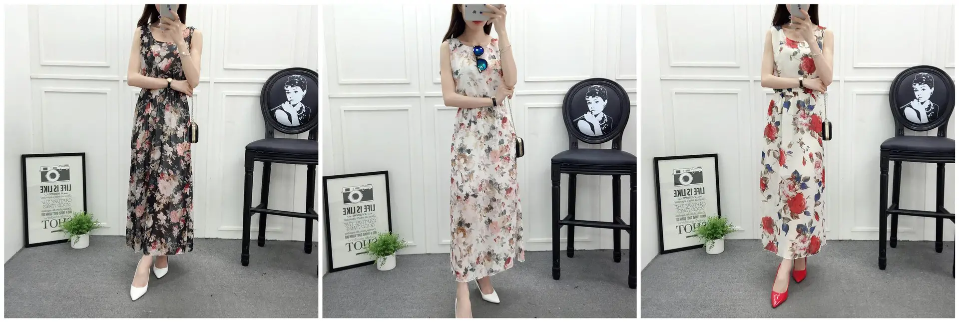 Floral Chiffon Long Dress for Women Beach Wear — feature 9