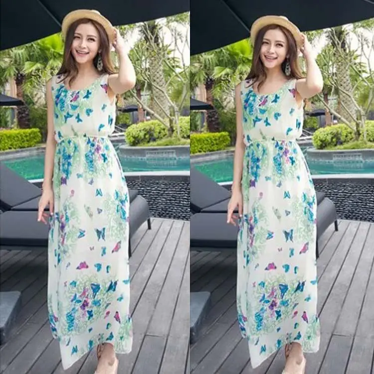 Floral Chiffon Long Dress for Women Beach Wear - Image 10