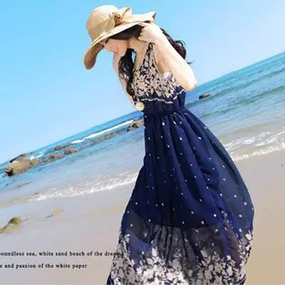 Floral Chiffon Long Dress for Women Beach Wear - Image 11