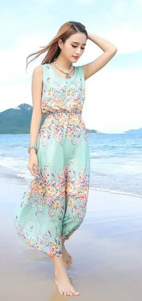 Floral Chiffon Long Dress for Women Beach Wear - Image 12