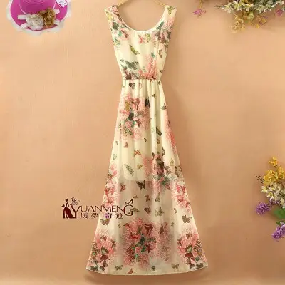 Floral Chiffon Long Dress for Women Beach Wear - Image 13