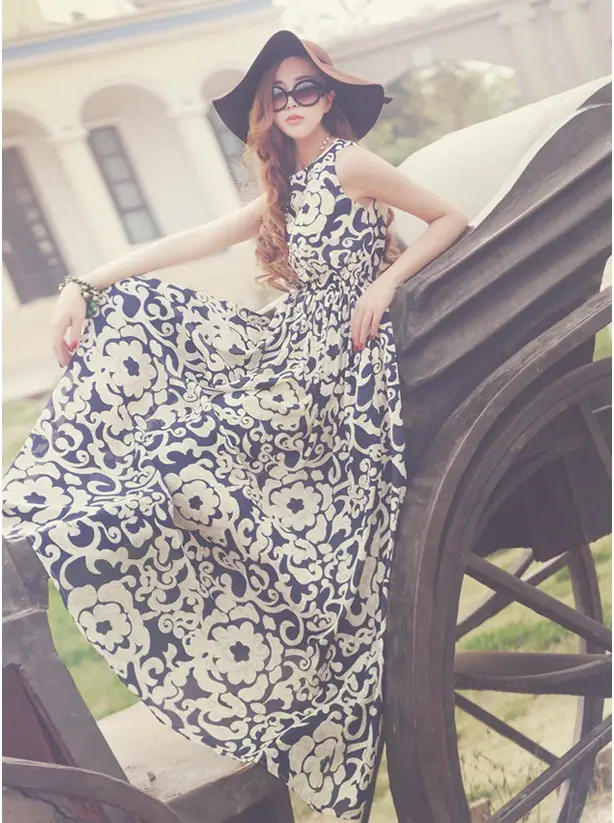 Floral Chiffon Long Dress for Women Beach Wear - Image 14