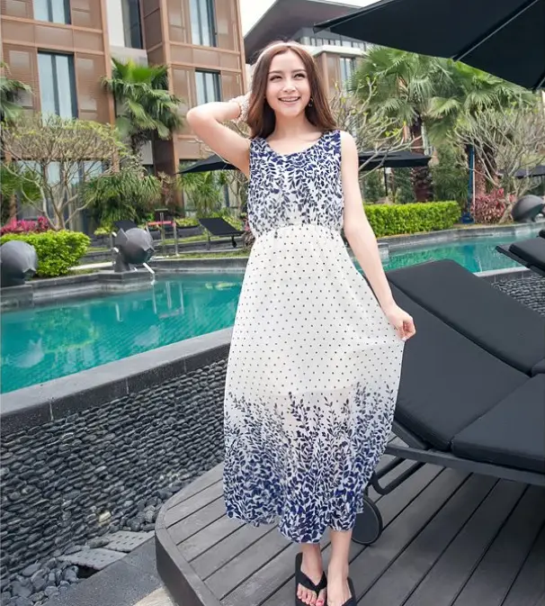 Floral Chiffon Long Dress for Women Beach Wear - Image 15