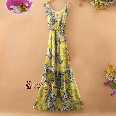 Floral Chiffon Long Dress for Women Beach Wear - Image 17