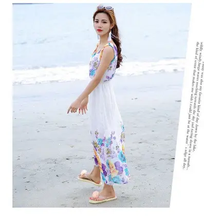 Floral Chiffon Long Dress for Women Beach Wear - Image 4