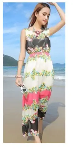 Floral Chiffon Long Dress for Women Beach Wear - Image 6
