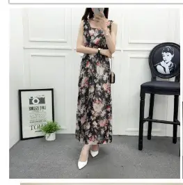 Floral Chiffon Long Dress for Women Beach Wear - Image 7