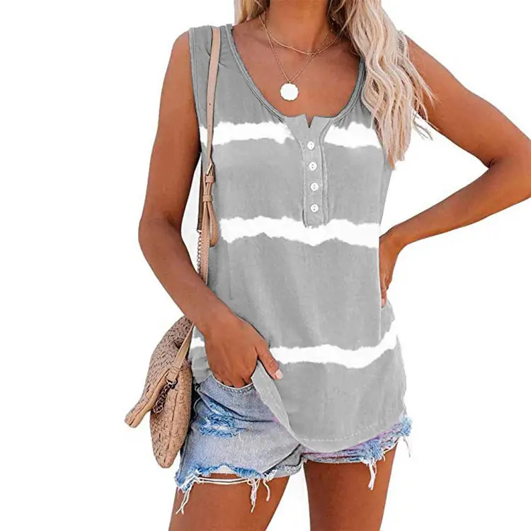 2023 Purple Striped Button Vest T-Shirt for Women - Image 5