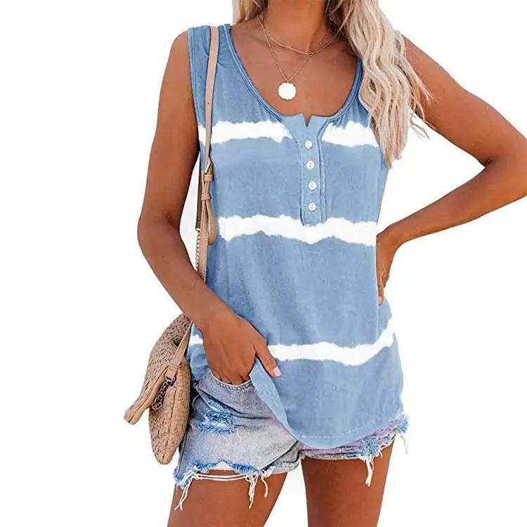2023 Purple Striped Button Vest T-Shirt for Women - Image 6