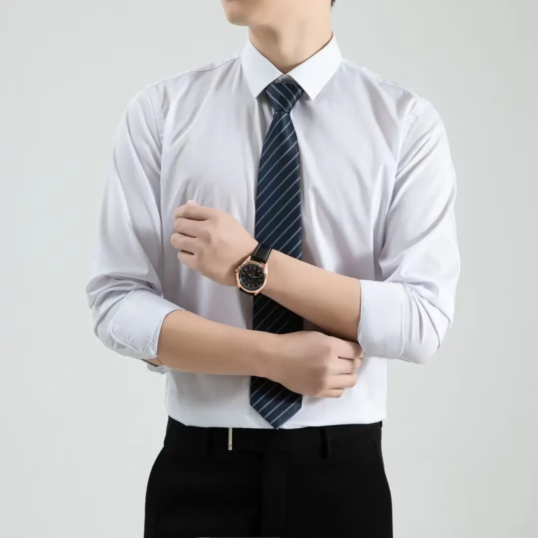 Men's Light Blue Formal Business Shirt Long Sleeve - Image 13