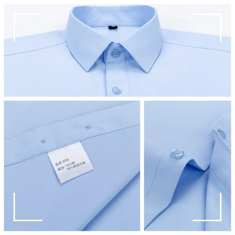Men's Light Blue Formal Business Shirt Long Sleeve - Image 15