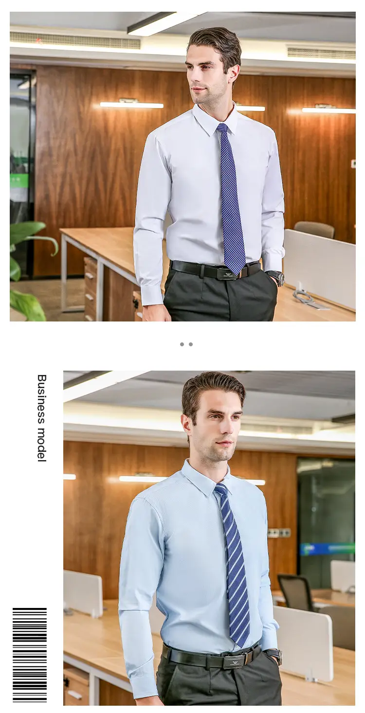 Men's Light Blue Formal Business Shirt Long Sleeve — feature 13