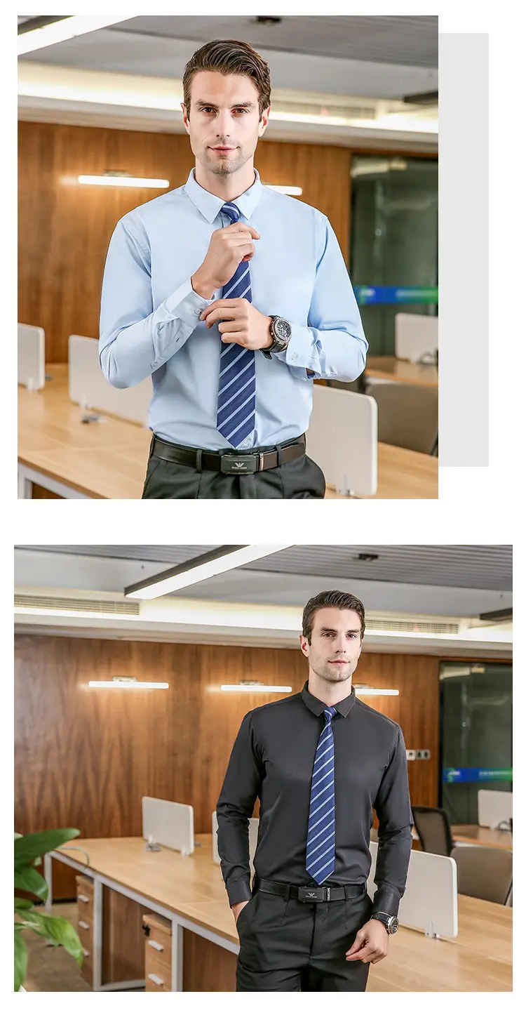 Men's Light Blue Formal Business Shirt Long Sleeve — feature 14