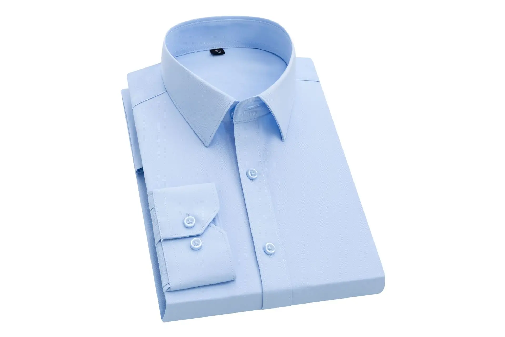 Men's Light Blue Formal Business Shirt Long Sleeve - Image 2