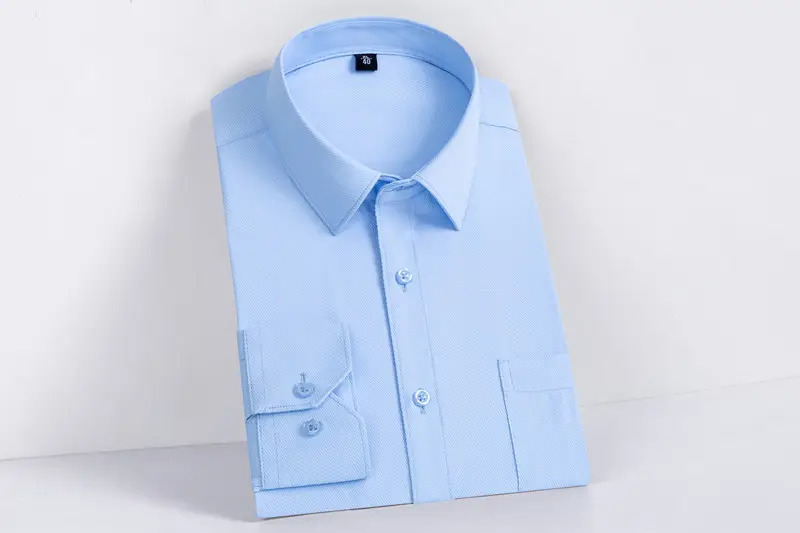 Men's Light Blue Formal Business Shirt Long Sleeve - Image 8