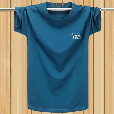 Men Blue Short Sleeve T-Shirt Summer Base - Image 13