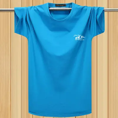 Men Blue Short Sleeve T-Shirt Summer Base - Image 6