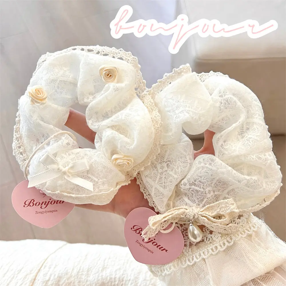Vintage Lace Hair Ring for Girls Bow Ponytail All Match