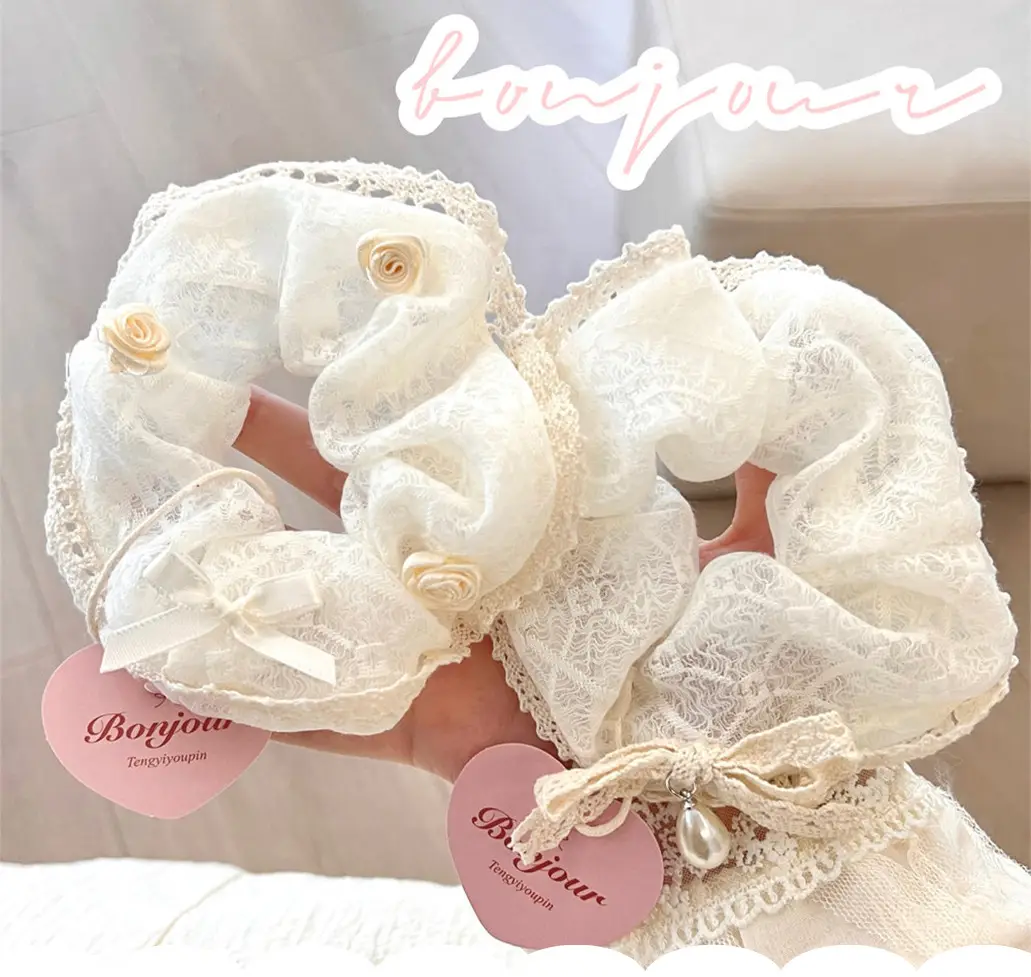 Vintage Lace Hair Ring for Girls Bow Ponytail All Match — feature 17